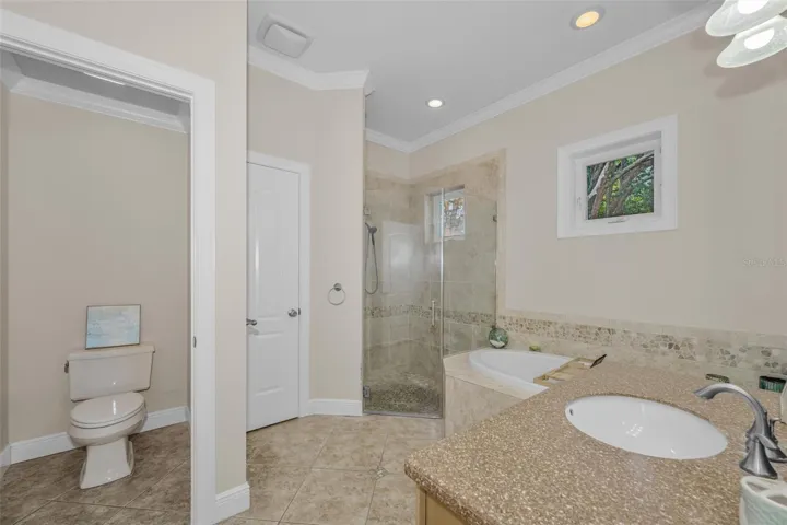 Huge Walk in Shower with new glass door and panel