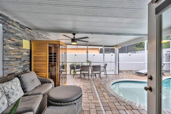 Pavered pool patio