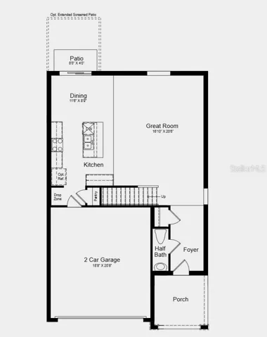 First Floor Plan - Additional Highlights Include: laundry appliance package, GE refrigerator, and window blinds throughout the whole house