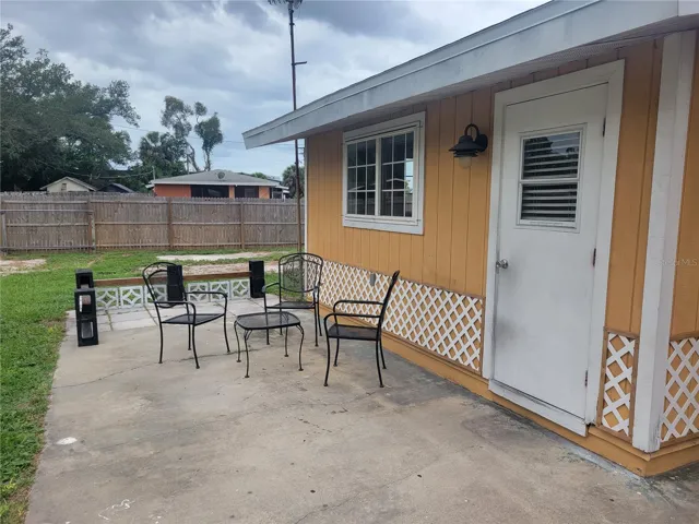 There is a nice patio accessible from the dinette area and the primary bedroom.