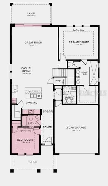 Floor 1 ~ Additional Highlights Include: tray ceilings, pocket sliding doors at great room, 8' doors, kitchen pendant light package, and pre-plumb rough in at laundry sink