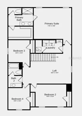 Second Floor Plan - Additional Highlights Include: extended LVP flooring on 1st floor, window blinds throughout the whole house, included appliance package, and garage door opener