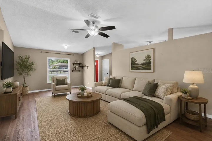 Family room, virtually staged