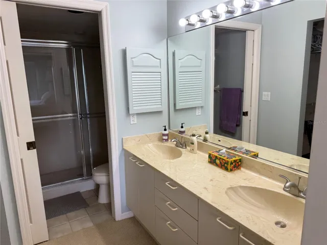 master vanity/walk-in shower