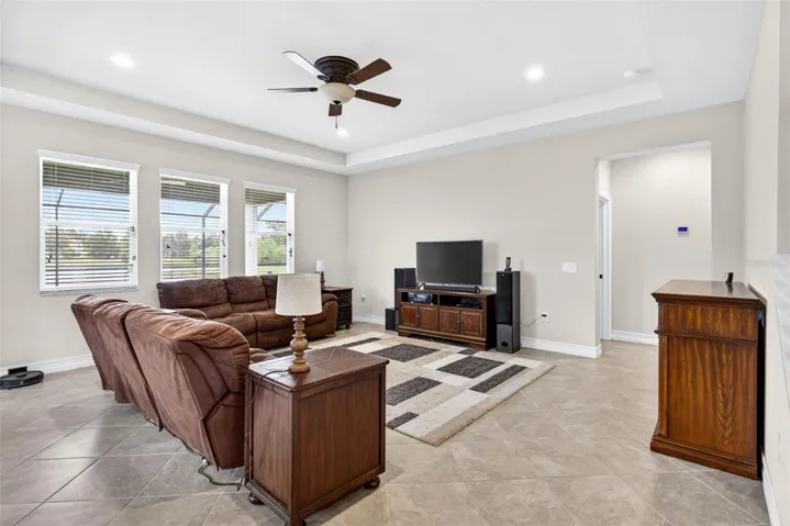 Living room fits large sectional.