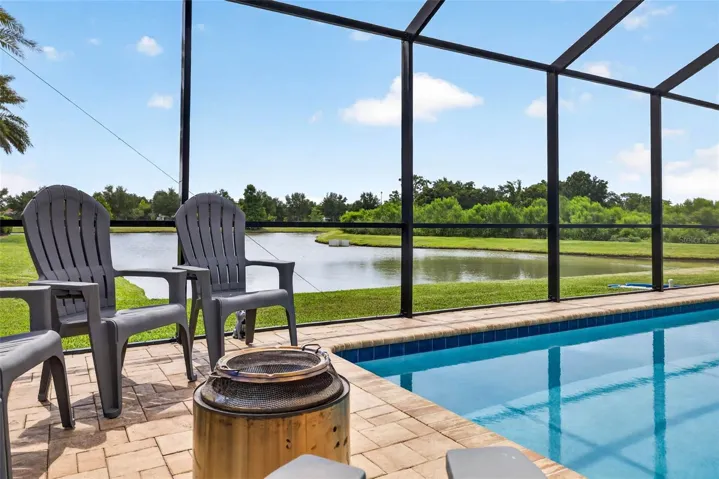 An outdoor seating area for cooler nights.