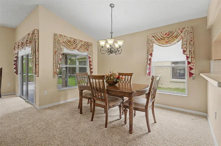 Dining area with lanai view