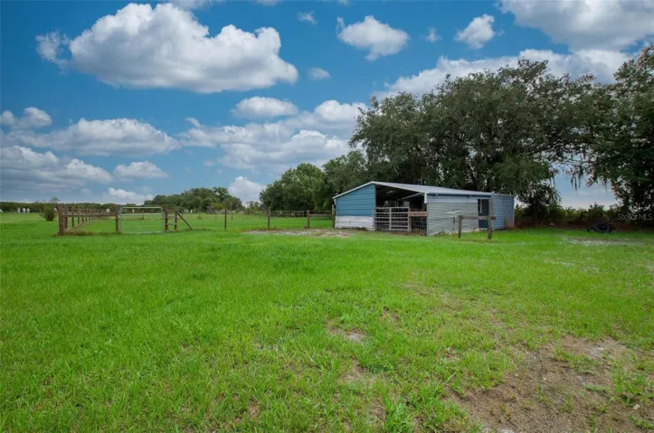 Back yard with barn