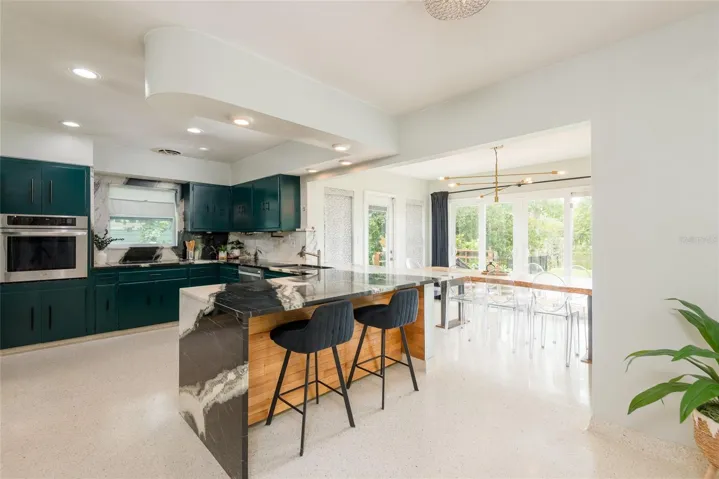 Elegant Dalmata Marble sets the tone in your kitchen