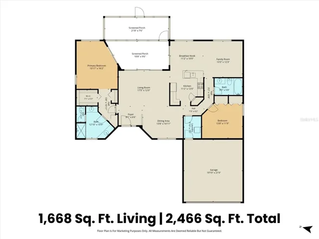Floor Plan... 2BD/2BA w/ Enclosed Sunroom & Separate Screened Lanai