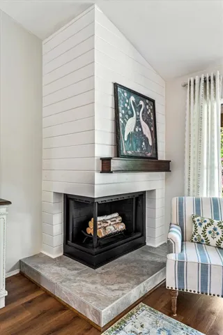 Decorative fireplace with electrical outlet available