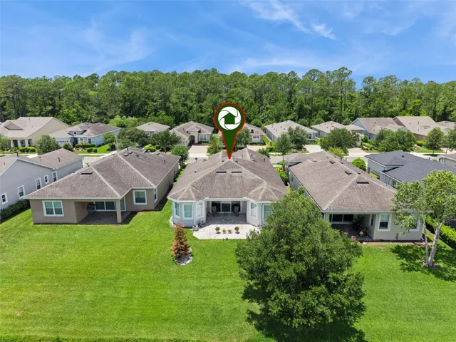 Aerial view from behind the home