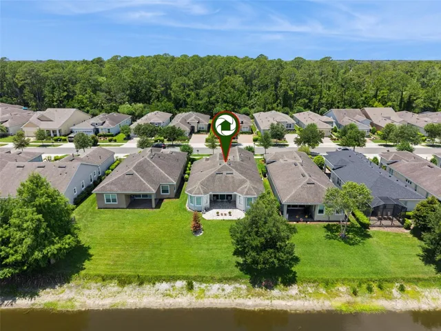 Aerial view from behind the home