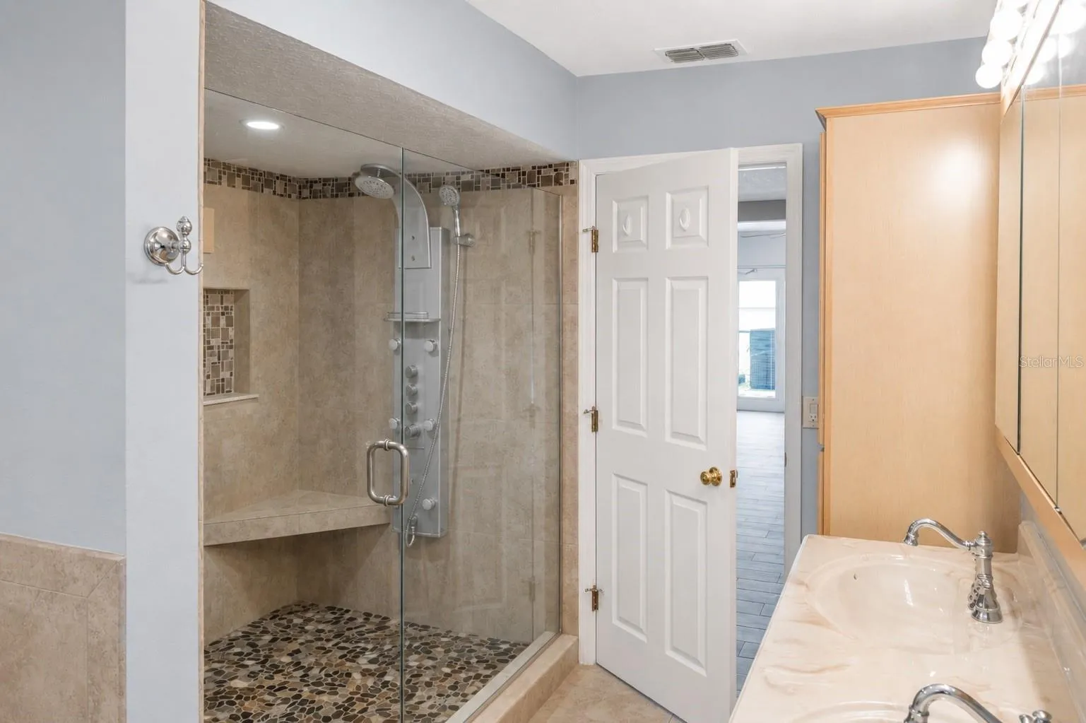 Upscale Virgo Shower Panel & Jet System in Master Bedroom.