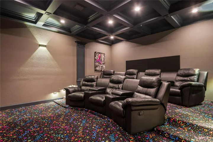 Comfortable seating and table for beverages/popcorn.