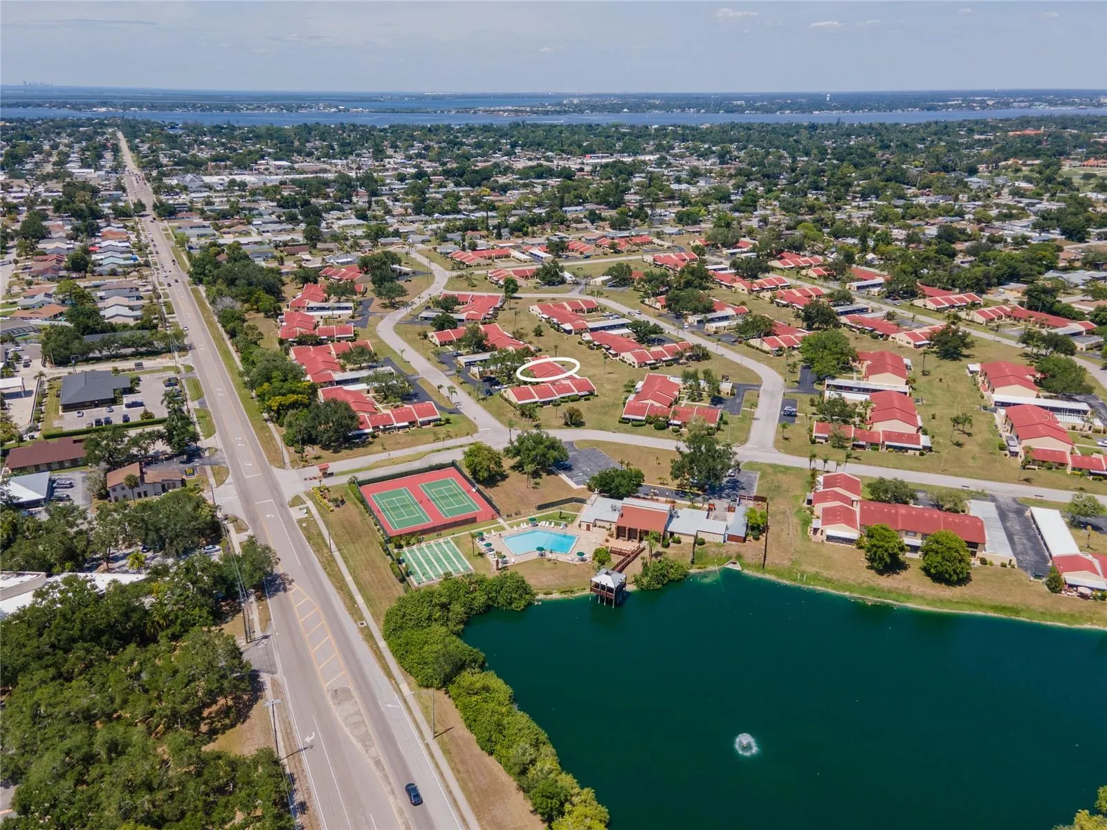 Aerial view of the unit showing proximity to the community amenities