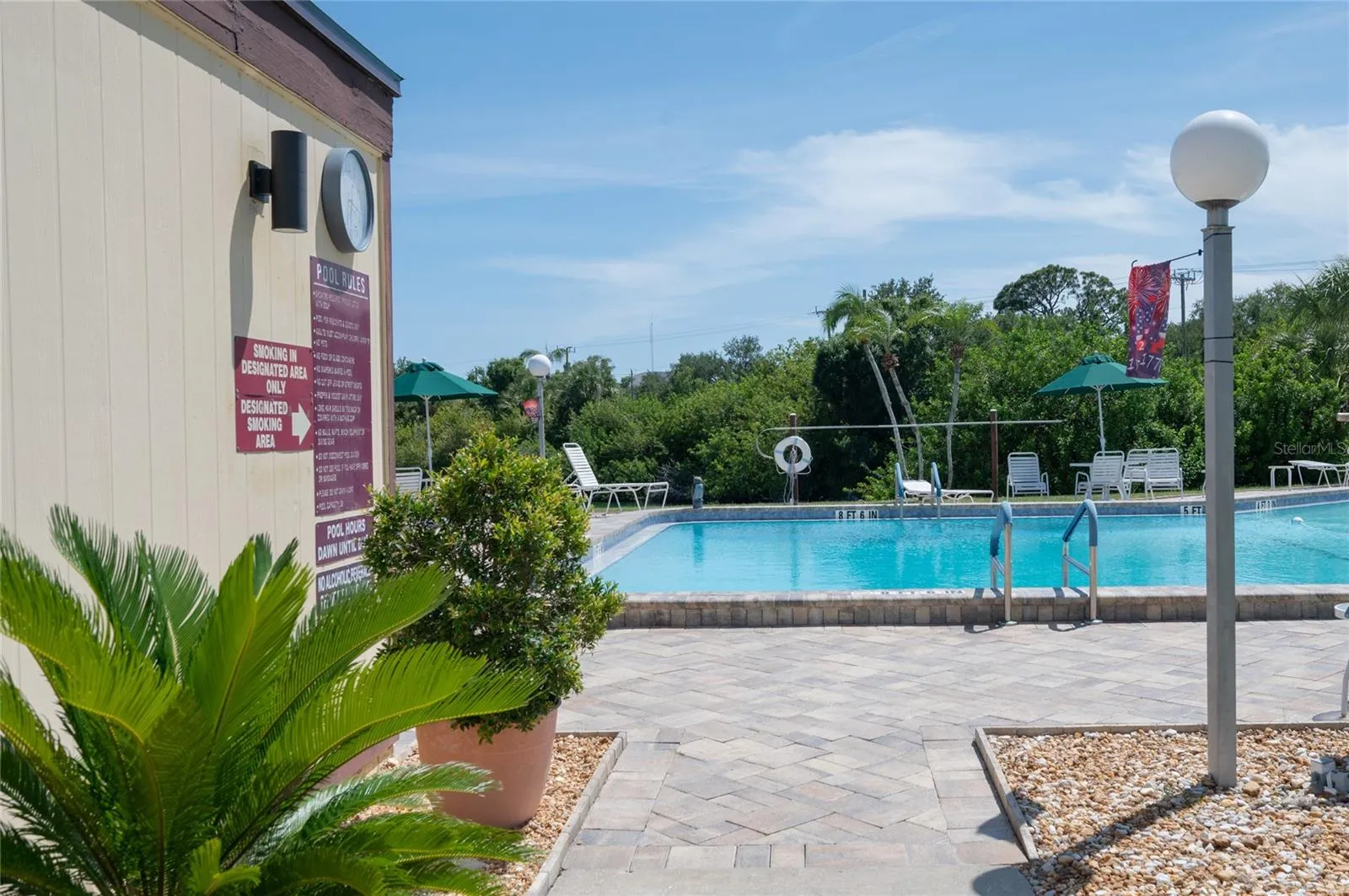 The pool is located at the Clubhouse