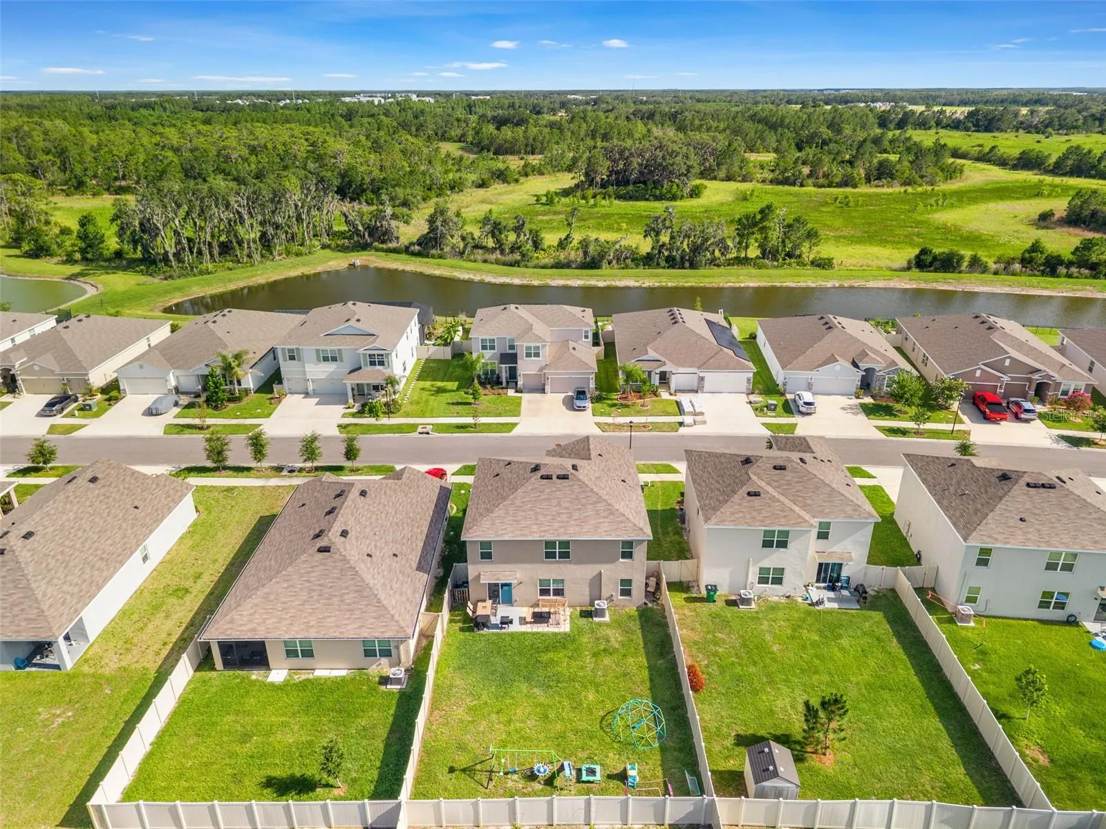 Aerial view of backyard