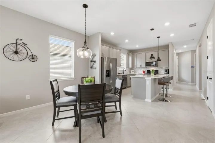 Dining open to the kitchen