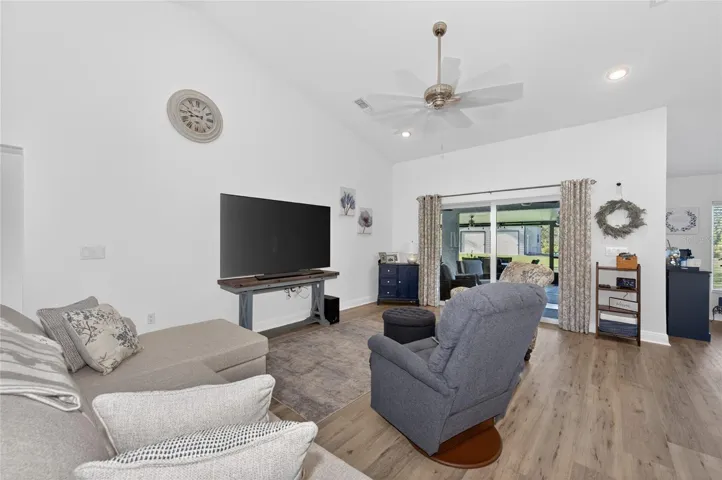 Living space with vaulted ceilings