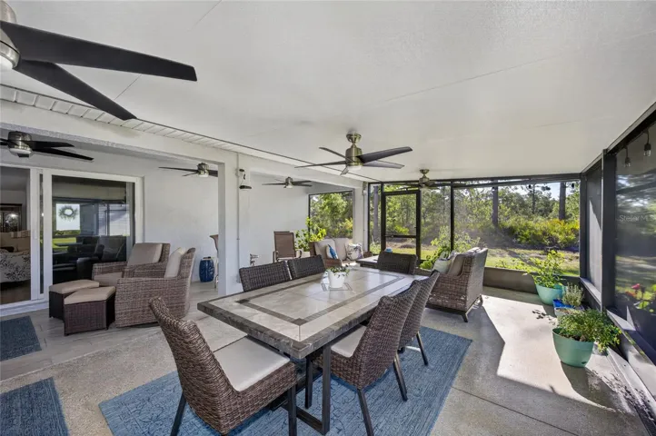 Outdoor seating with two doors to the outside