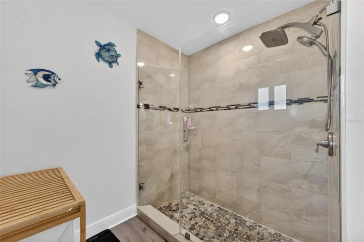 Beautiful rain shower with tile