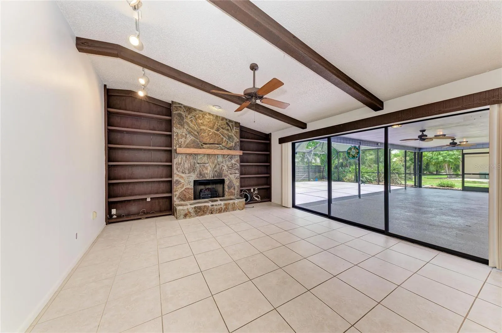Family room with fireplace