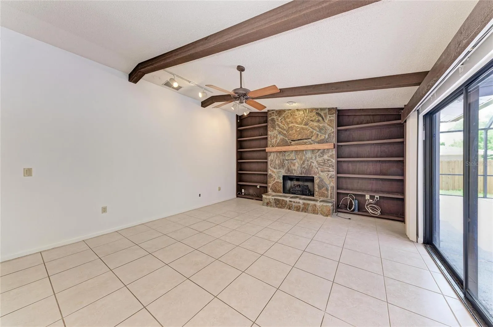 Family room with fireplace