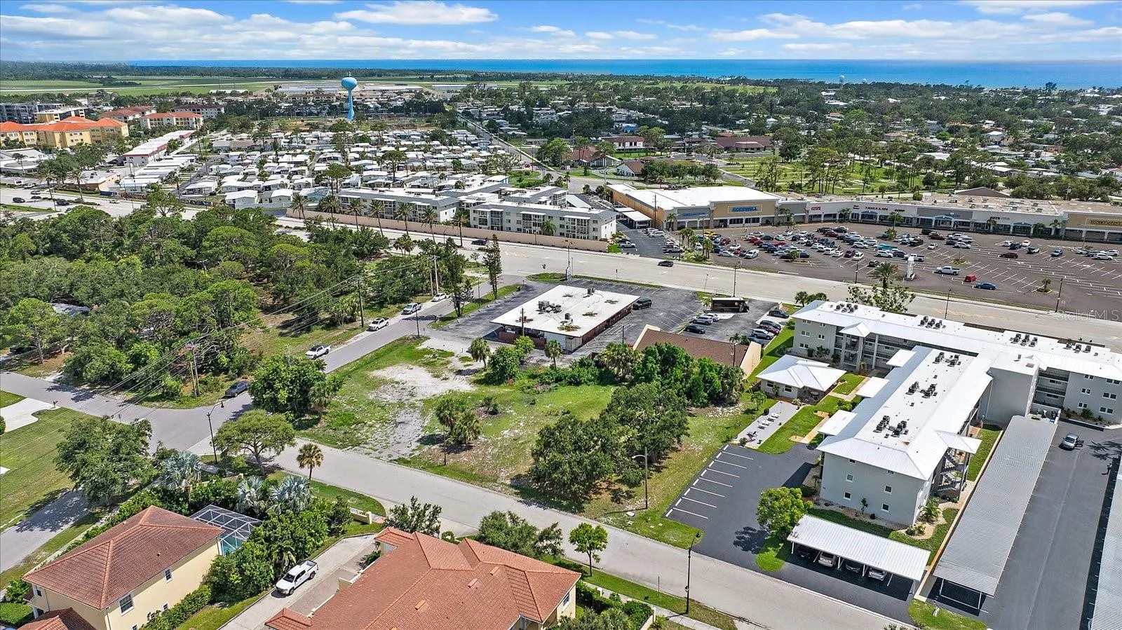 Aerial view of the lot