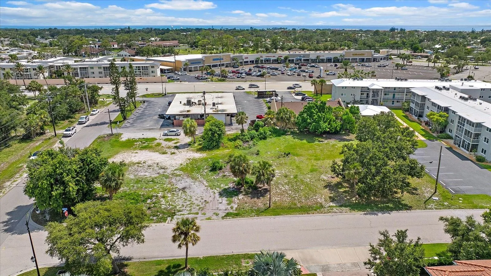 Aerial view of the lot