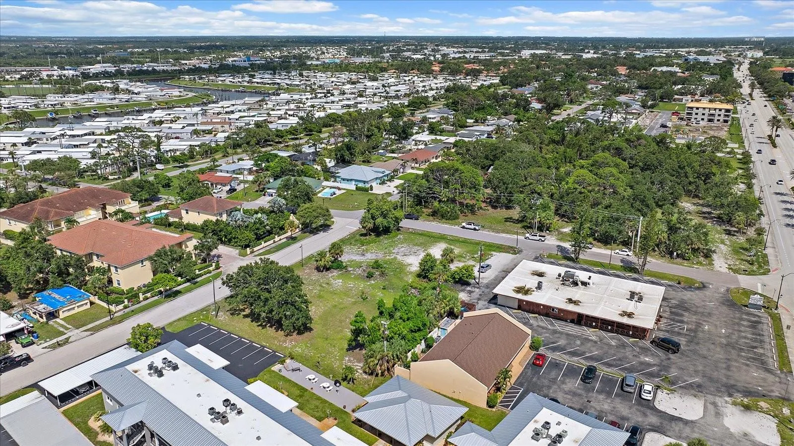 Aerial view of the lot