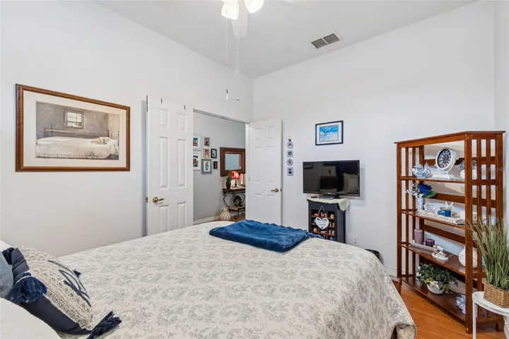 Guest room office/den has double doors