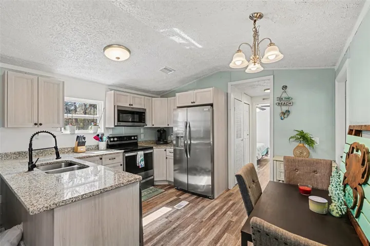 kitchen over looking living room