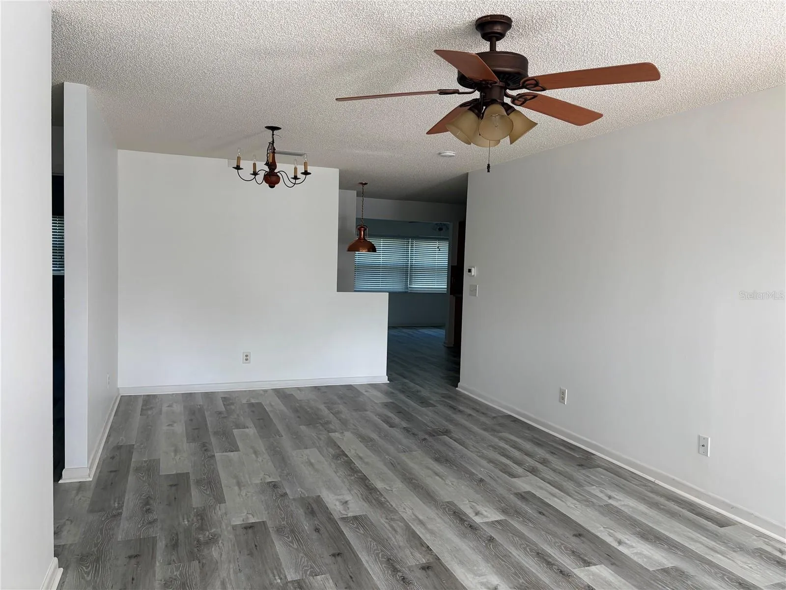 Living and dining room looking toward kitchen
