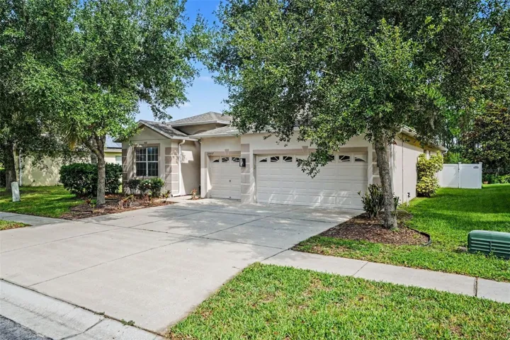 Welcome to 20057 Oakflower Ave, Tampa, FL 33647! 3-car garage and mature tree canopy framing home