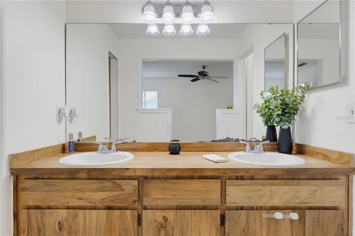 Primary suite generous double vanity...no need to share a sink!