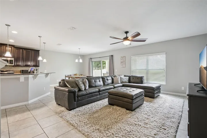 Kitchen and family room