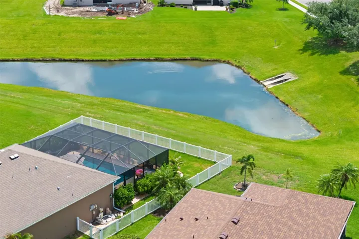 Aerial view of pond