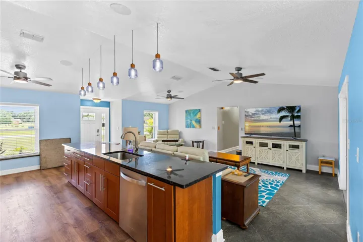 Kitchen off front entry and living area