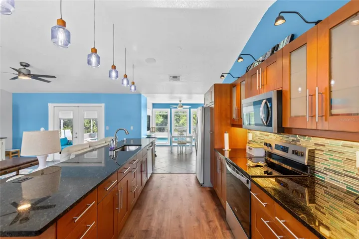 Kitchen off front entry and living area