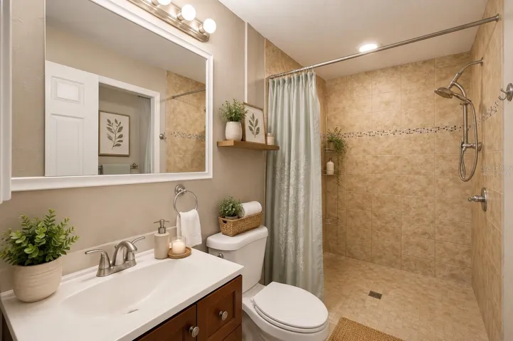 full bathroom/wheelchair accessiblevirtually staged