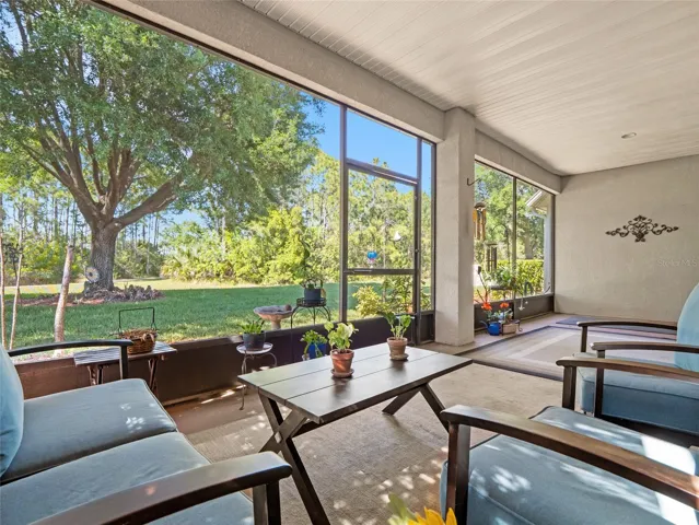 Private covered porch with space for entertaining or unwinding