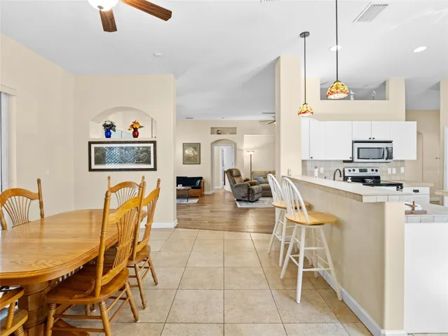 Bright kitchen with easy access to dining and living areas