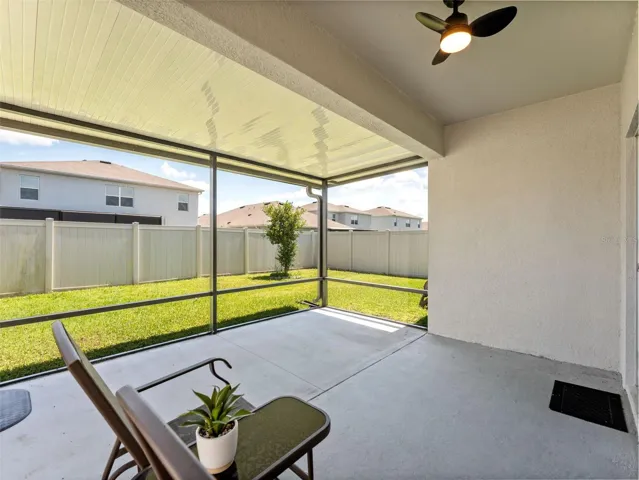 Extended covered, screened in patio