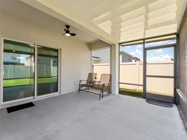 Extended covered, screened in patio