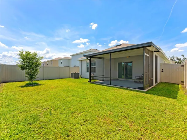 Extended patio, covered and screened in your fully fenced back yard.