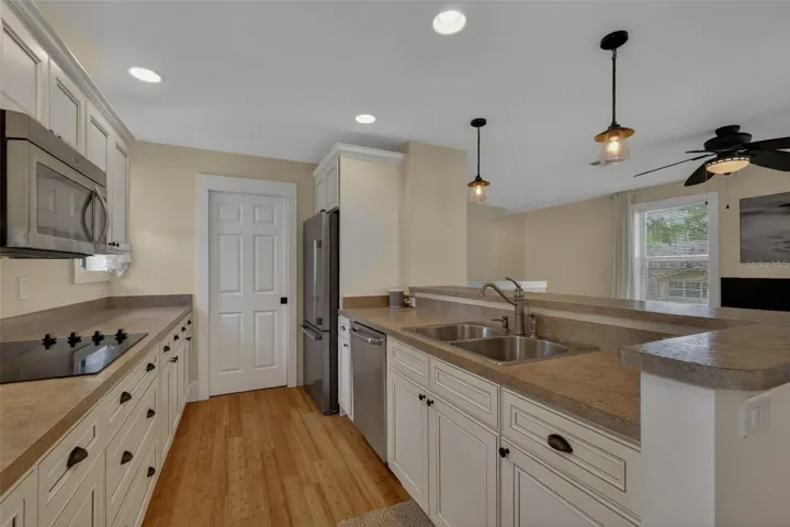 Breakfast bar overlooks the living room