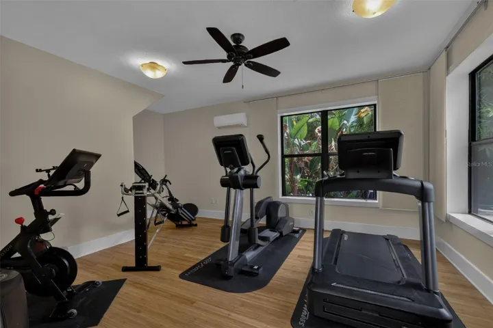 Exercise room has a dedicated mini-split