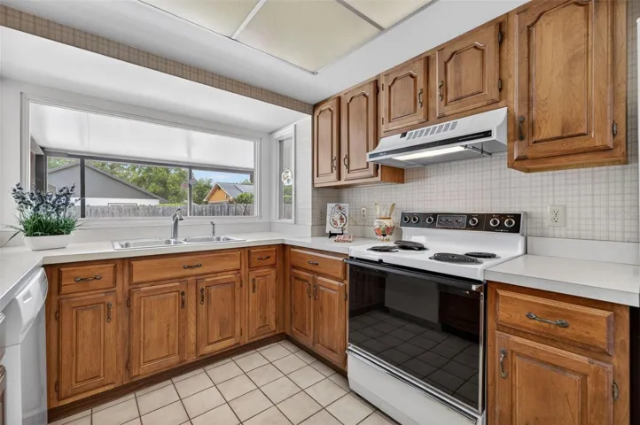 Kitchen with large picture window, and great counter space