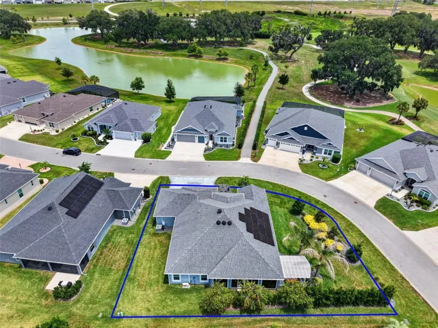 Aerial Front Elevation with Large Corner Lot and ROOM FOR A POOL!